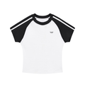 White Contrast Stripes Bodycon Raglan  Sleeve T-Shirt