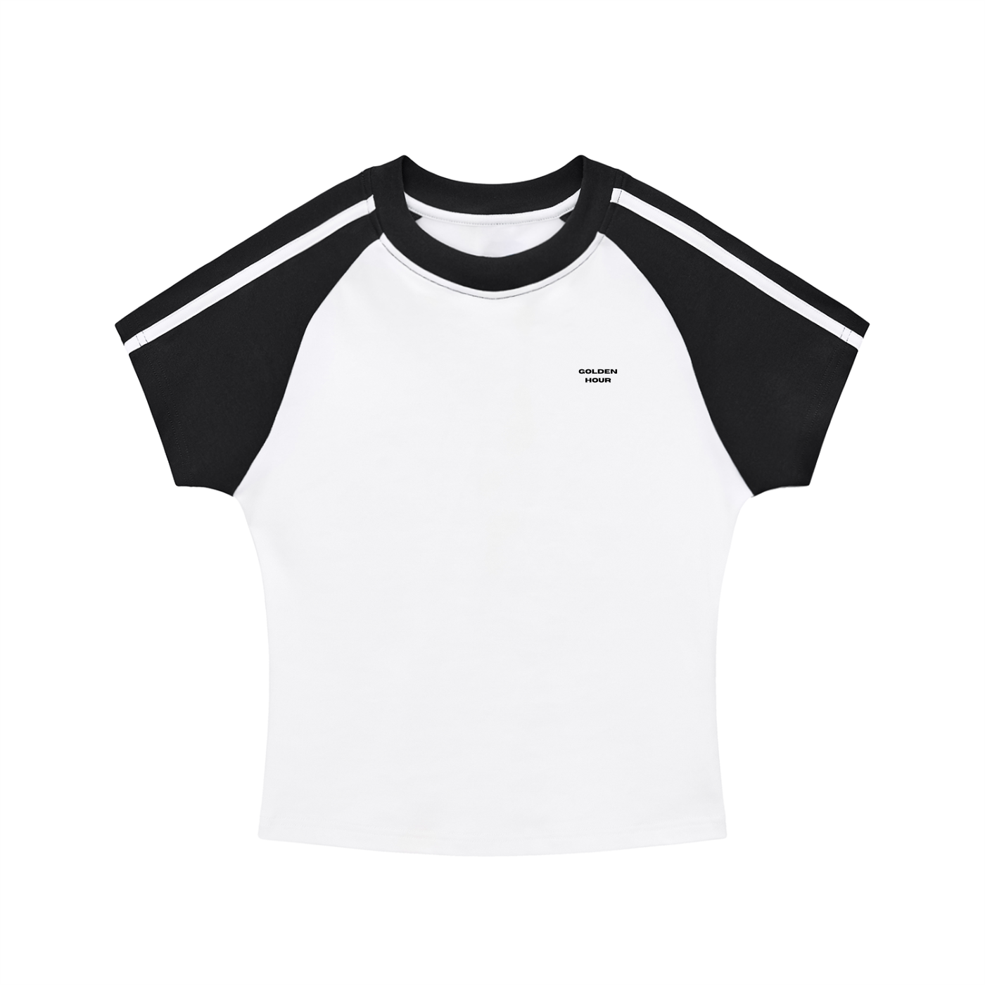 White Contrast Stripes Bodycon Raglan  Sleeve T-Shirt