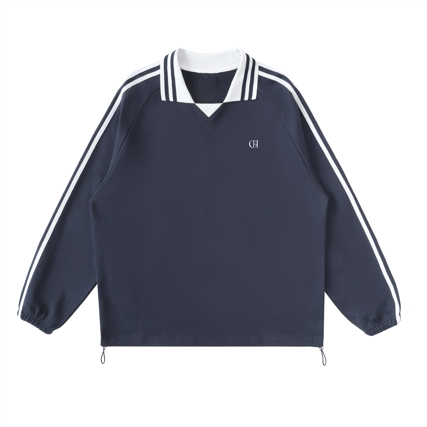 Unisex Collar striped sweatshi