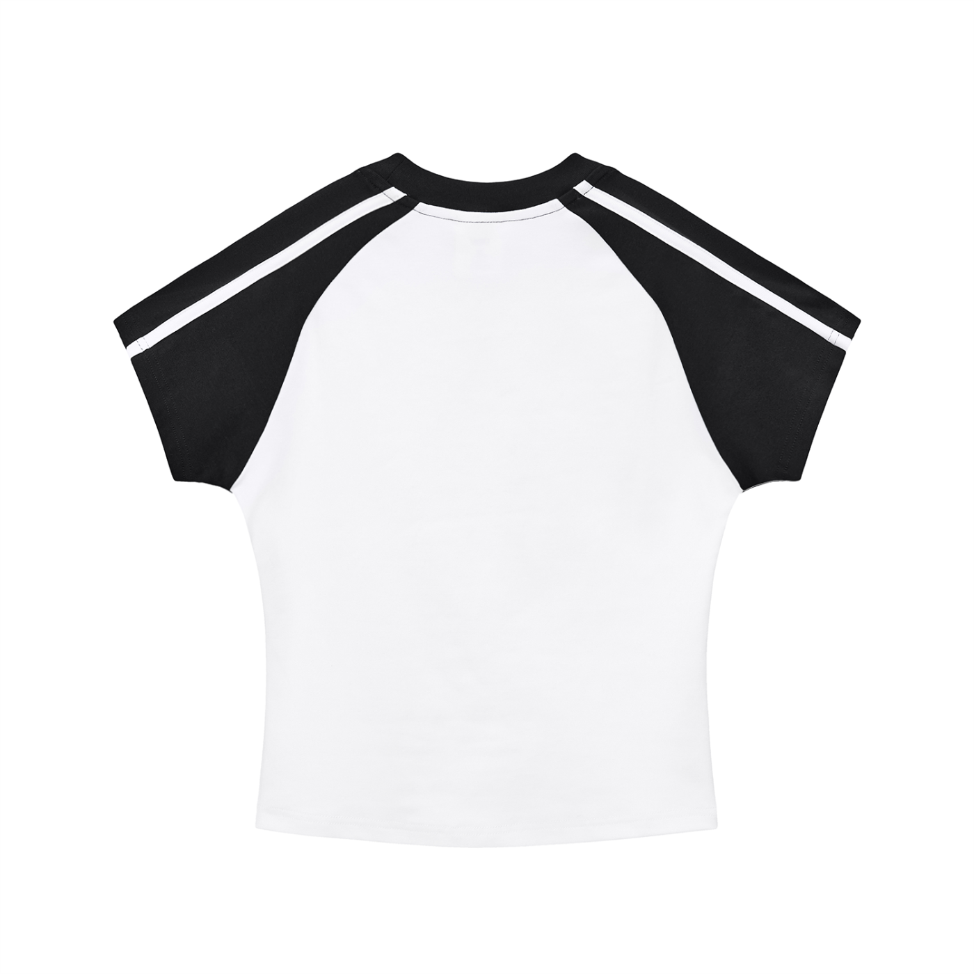 White Contrast Stripes Bodycon Raglan  Sleeve T-Shirt
