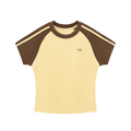 Yellow Contrast Stripes Bodycon Raglan  Sleeve T-Shirt