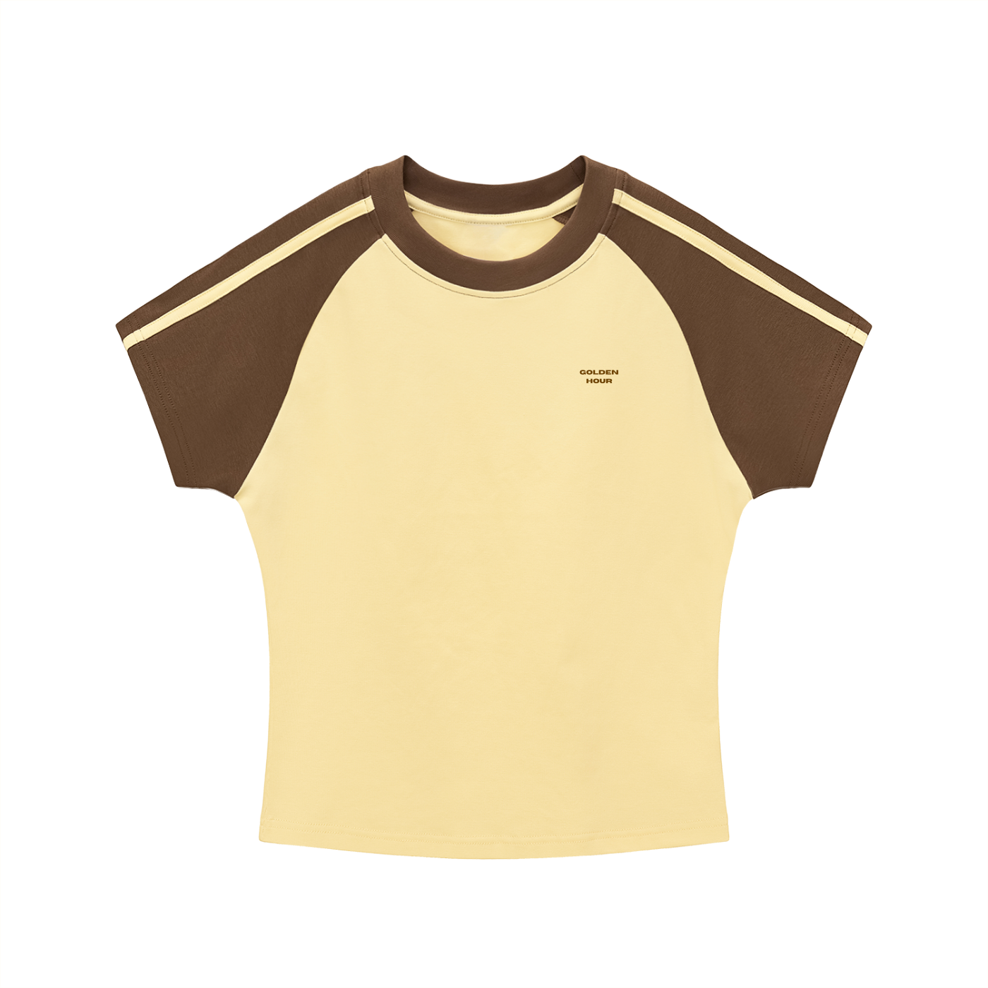 Yellow Contrast Stripes Bodycon Raglan  Sleeve T-Shirt