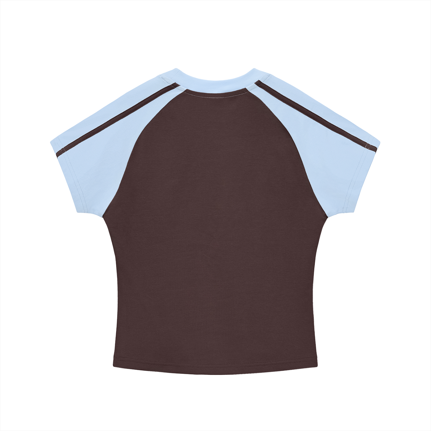 Brown Contrast Stripes Bodycon Raglan  Sleeve T-Shirt