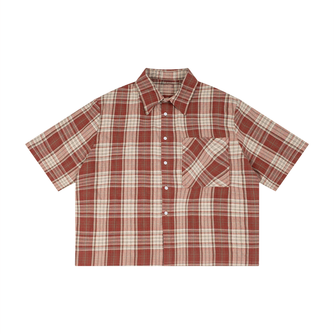 Plaid Sleeve Shirt ,Boxy Short Sleeve Shirt