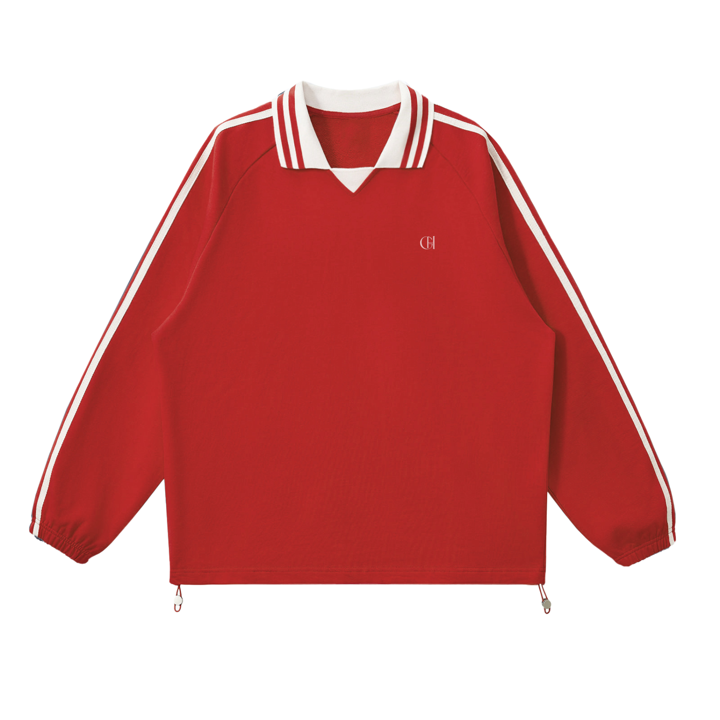 Unisex Collar striped sweatshi