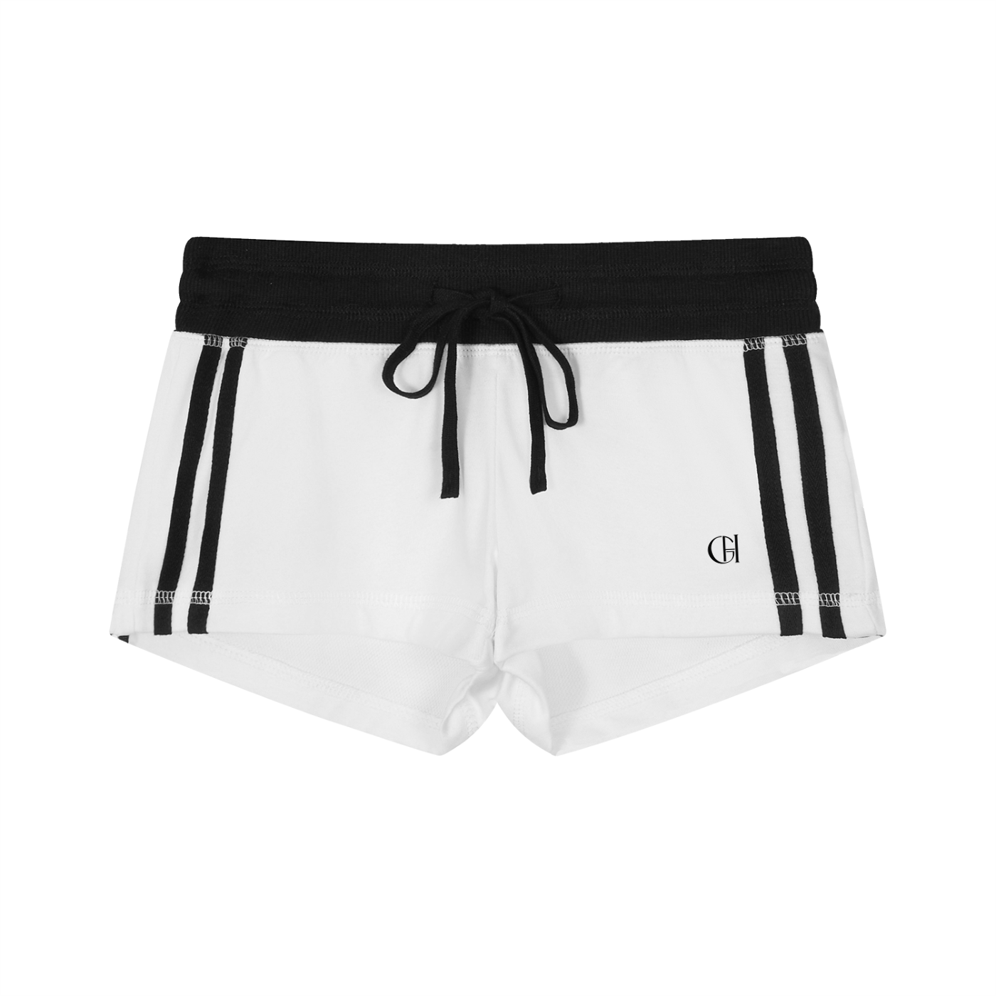 Women's White Contrast Stripe Track Shorts