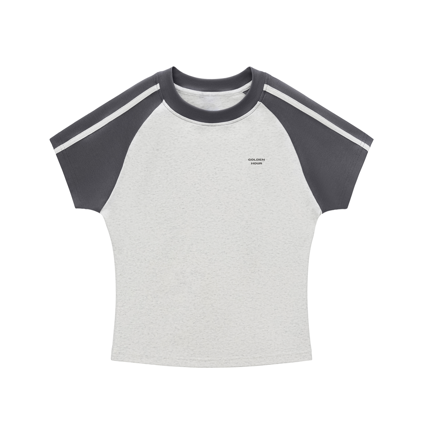 Grey Contrast Stripes Bodycon Raglan  Sleeve T-Shirt