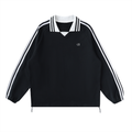 Unisex Collar striped sweatshi