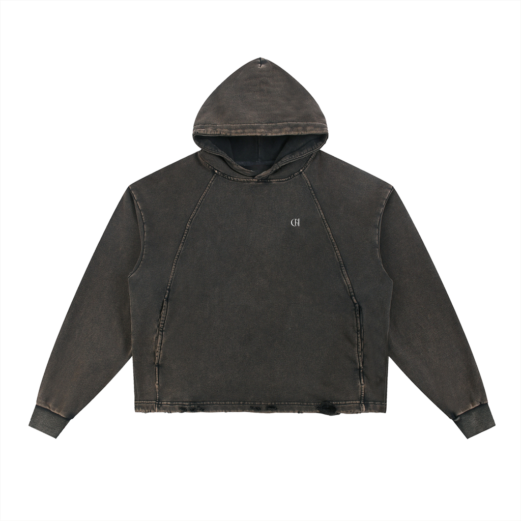 Vintage Washed Frayed-Hem Hood,Unisex Hoodie,Vintage washed hoodie