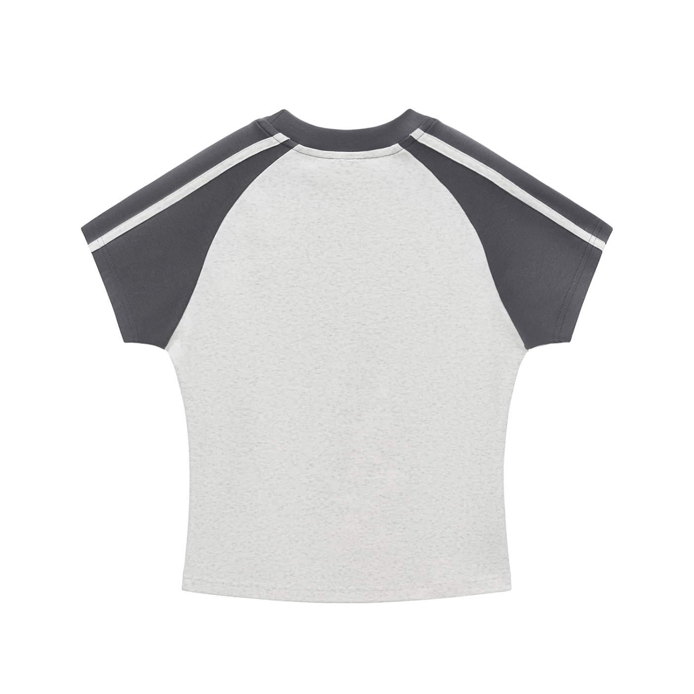 Grey Contrast Stripes Bodycon Raglan  Sleeve T-Shirt