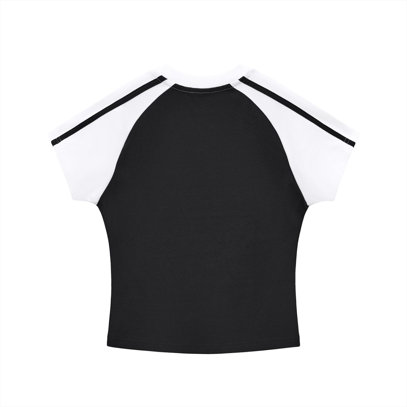 Black Contrast Stripes Bodycon Raglan  Sleeve T-Shirt