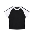 Black Contrast Stripes Bodycon Raglan  Sleeve T-Shirt