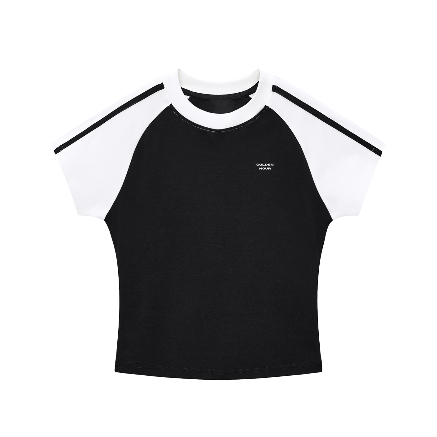 Black Contrast Stripes Bodycon Raglan  Sleeve T-Shirt