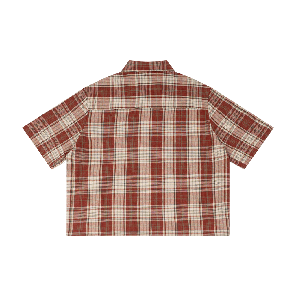 Plaid Sleeve Shirt ,Boxy Short Sleeve Shirt