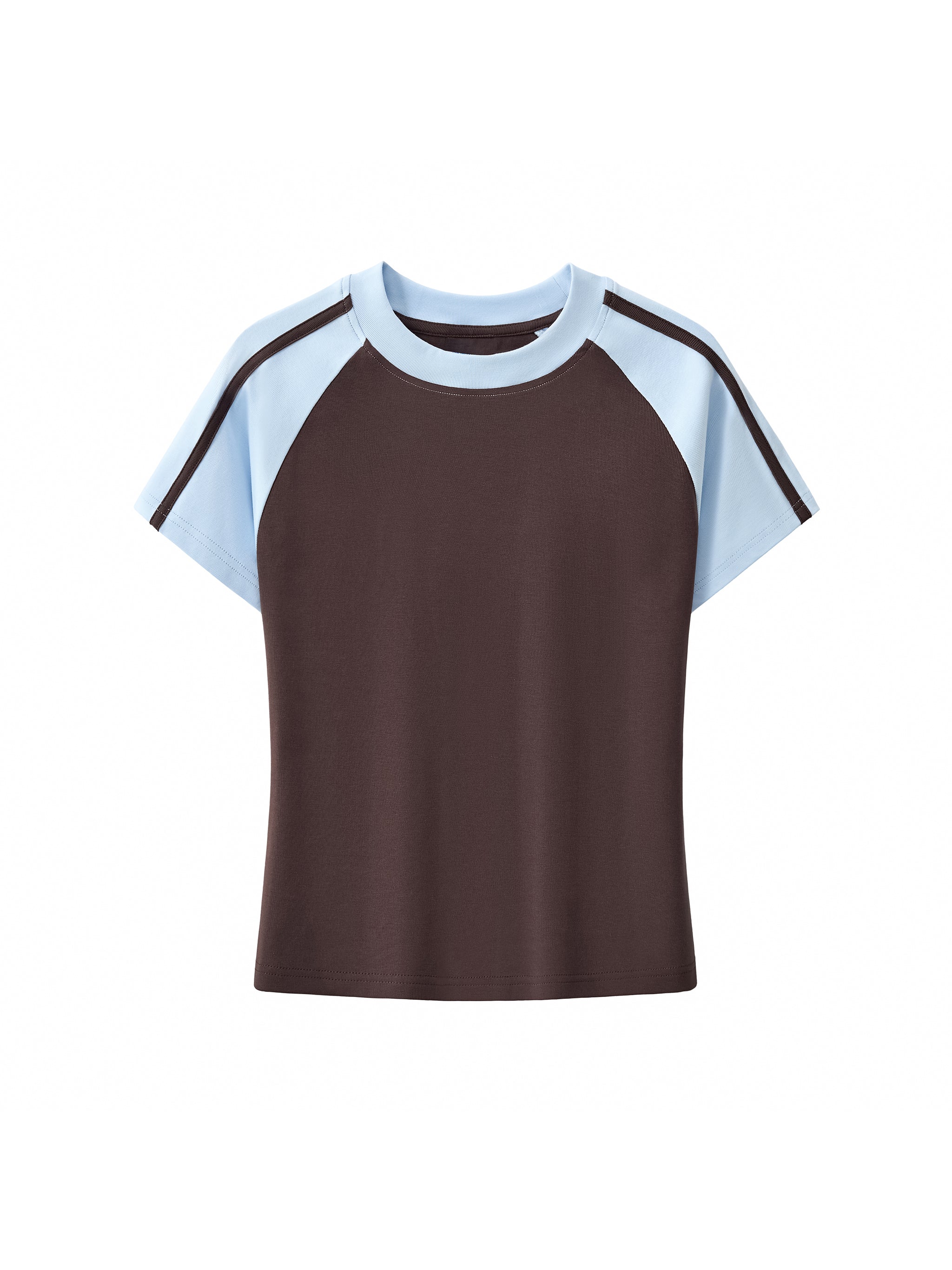 Grey Contrast Stripes Bodycon Raglan  Sleeve T-Shirt