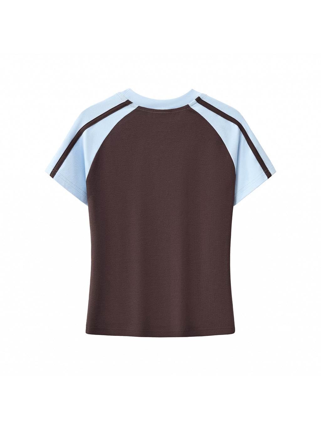 Brown Contrast Stripes Bodycon Raglan  Sleeve T-Shirt
