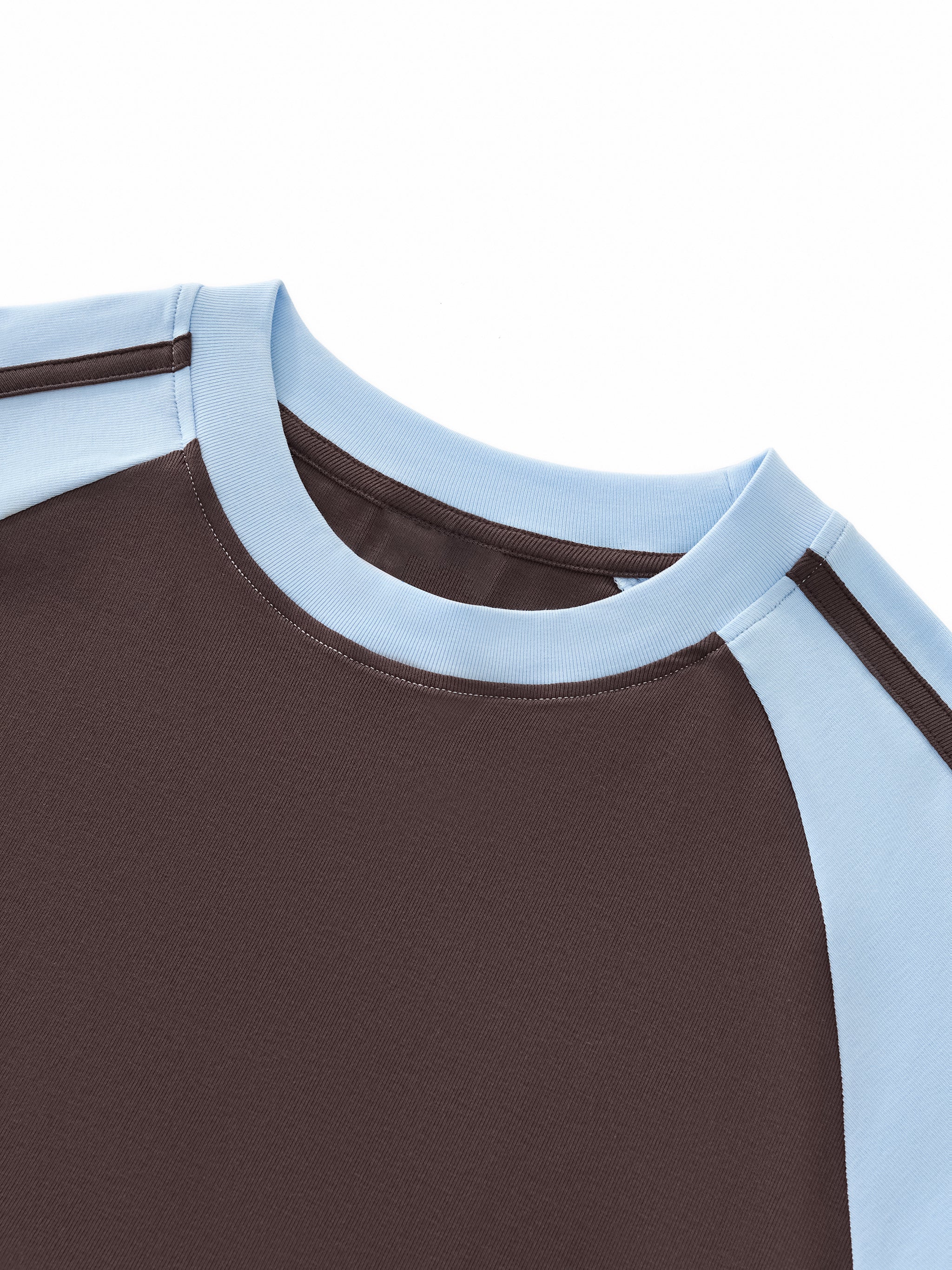 Brown Contrast Stripes Bodycon Raglan  Sleeve T-Shirt
