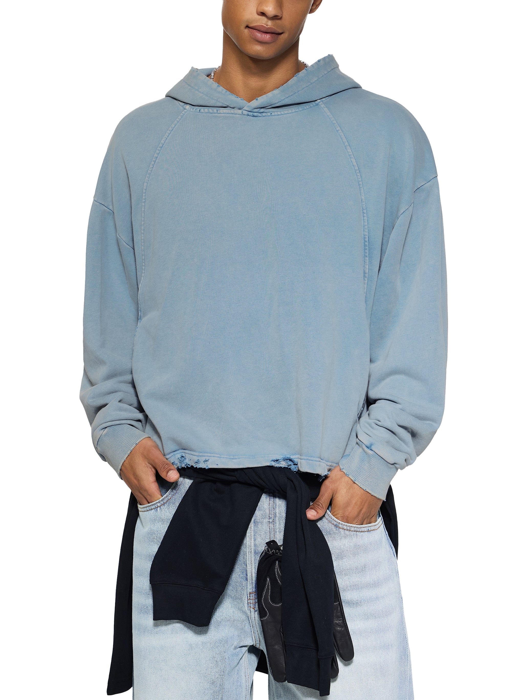Vintage Washed Frayed-Hem Hood,Unisex Hoodie,Vintage washed hoodie