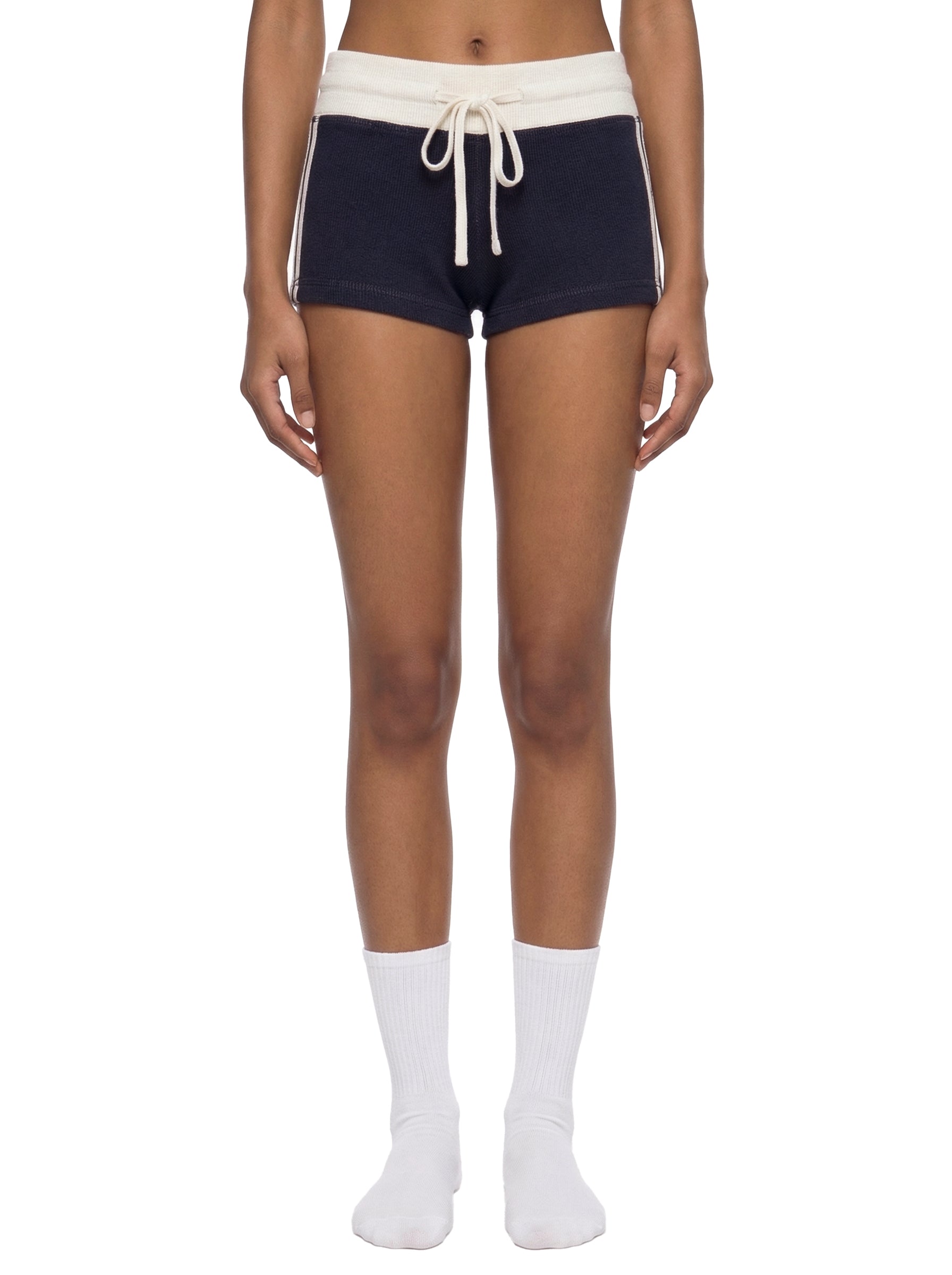 Women's White Contrast Stripe Track Shorts