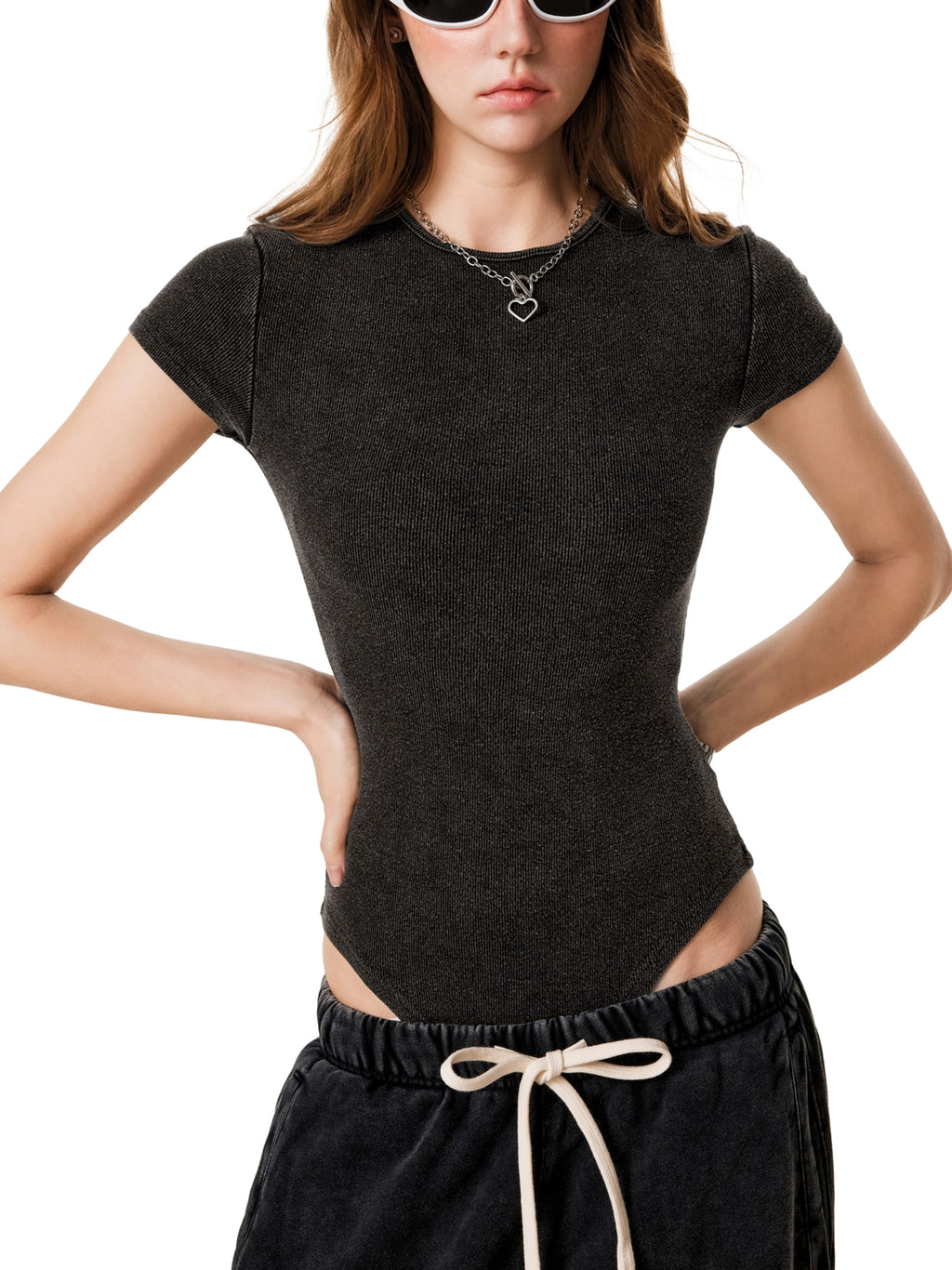 Women’s bodysuit,Mineral wash bodysuit
