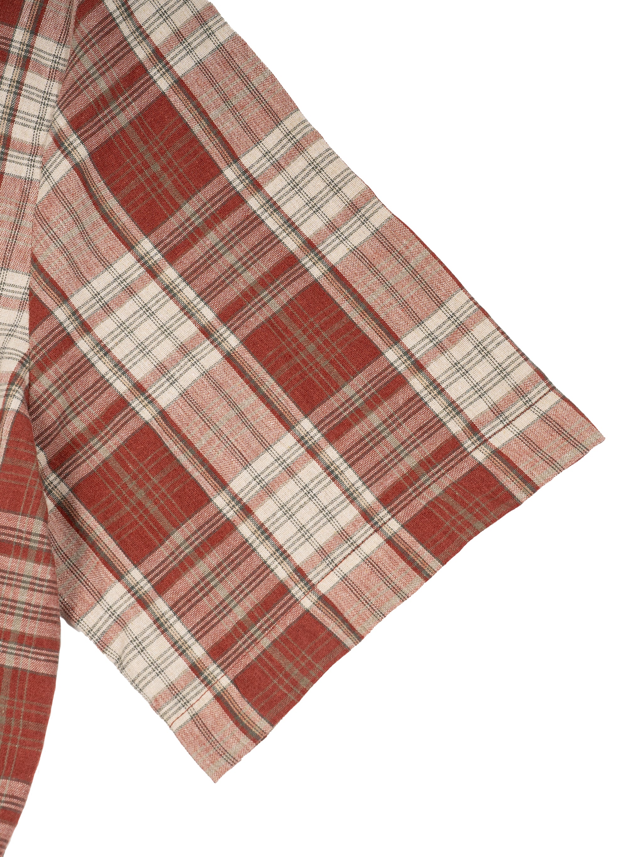 Plaid Sleeve Shirt ,Boxy Short Sleeve Shirt
