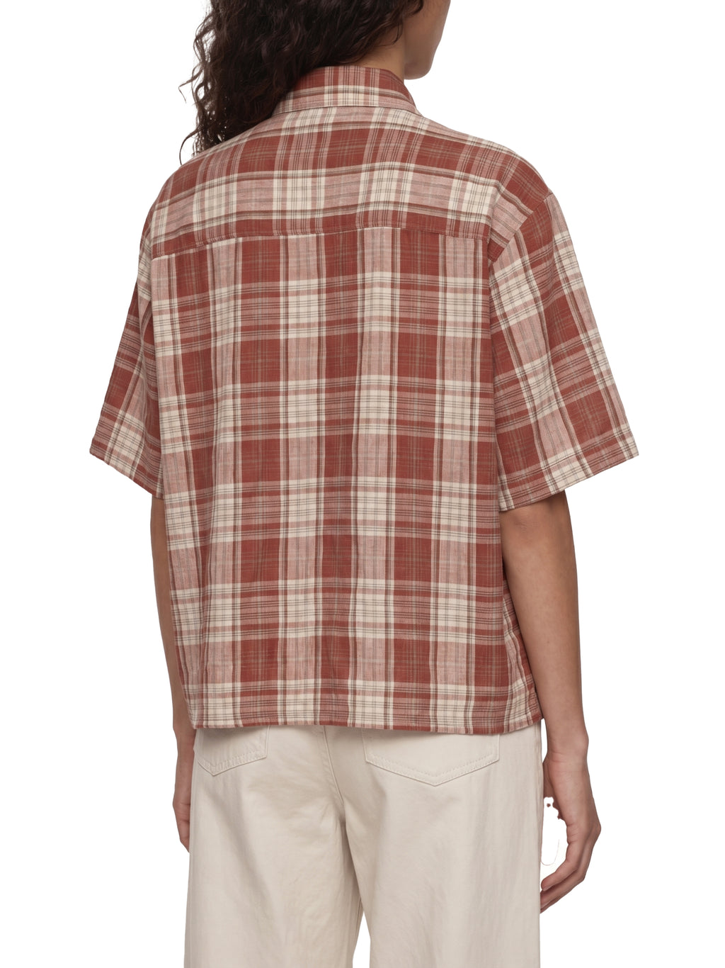Plaid Sleeve Shirt ,Boxy Short Sleeve Shirt