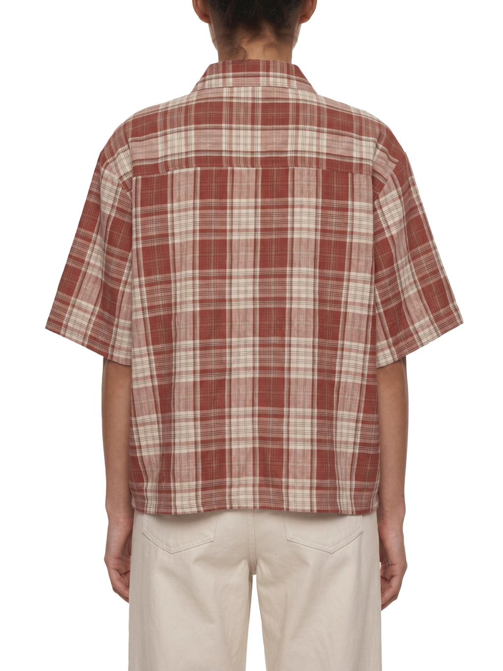 Plaid Sleeve Shirt ,Boxy Short Sleeve Shirt