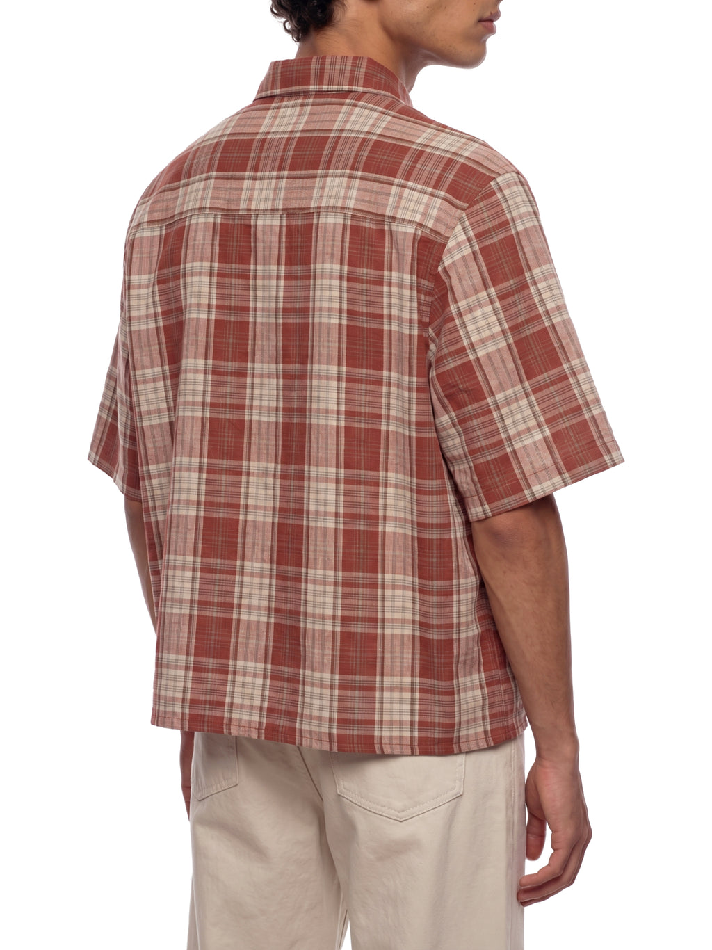 Plaid Sleeve Shirt ,Boxy Short Sleeve Shirt