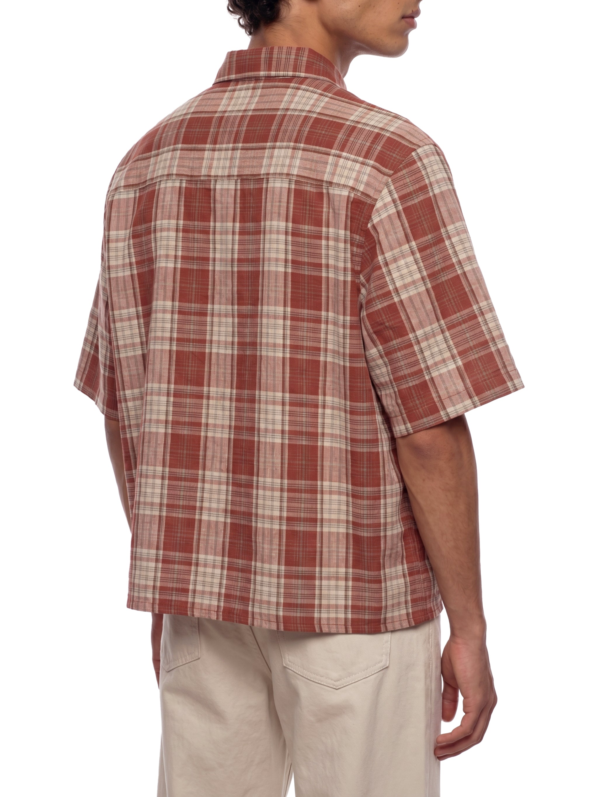 Plaid Sleeve Shirt ,Boxy Short Sleeve Shirt